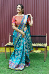 Rama green color patola silk saree with weaving work