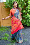 Firoji color patola silk saree with weaving work