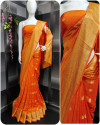 Orange color georgette saree with weaving work