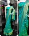 Rama green color georgette saree with weaving work