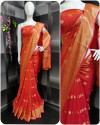 Pink color georgette saree with weaving work