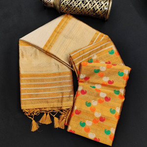 Mustard yellow color kadampalli tussar silk saree with zari woven work