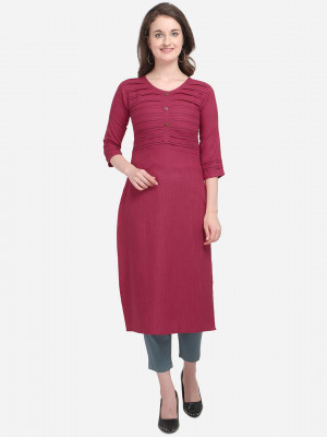 Red color cotton kurti with buttons
