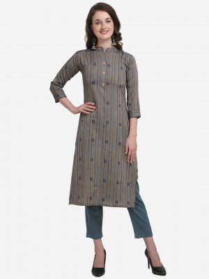 Gray color south cotton kurti with printed work