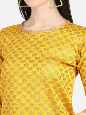 Beautiful yellow & green color jacquard weaving dress material
