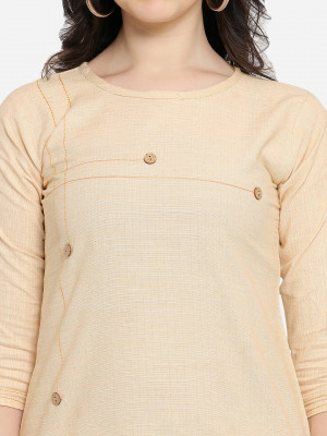 Beige color south cotton kurti with chain stitch