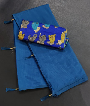 Blue color vichitra silk saree