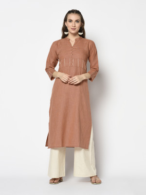Brown color cotton kurti with hand work