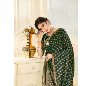 Multicolor pashmina silk saree with digital printed work
