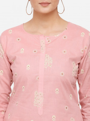 Pink color cotton  print dress material