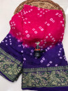 Pink and purple color hand bandhej bandhani silk saree with zari weaving work