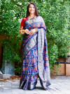 Navy blue color patola silk saree with zari weaving work