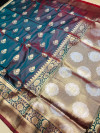 Rama green color kanchipuram silk saree with golden zari weaving work