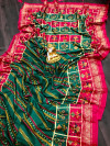 Rama green color soft dola silk saree with printed work