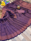 Navy blue color soft fancy silk saree with golden zari weaving work