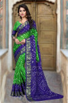 Multi color soft art silk bandhani saree with zari weaving work