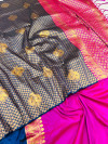 Navy blue color rich banarasi silk saree with zari weaving work