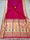 magenta color paithani silk saree with zari weaving work