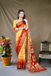 Multi color pure bandhej silk saree with zari weaving work