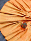 Orange color banarasi silk saree with golden zari weaving work