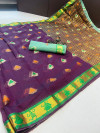 Magenta color soft cotton saree with zari weaving work