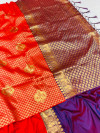 Red color rich banarasi silk saree with zari weaving work