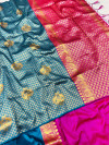 Firoji color rich banarasi silk saree with zari weaving work