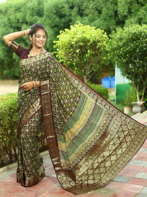 Coffee color soft patola silk saree with zari weaving work