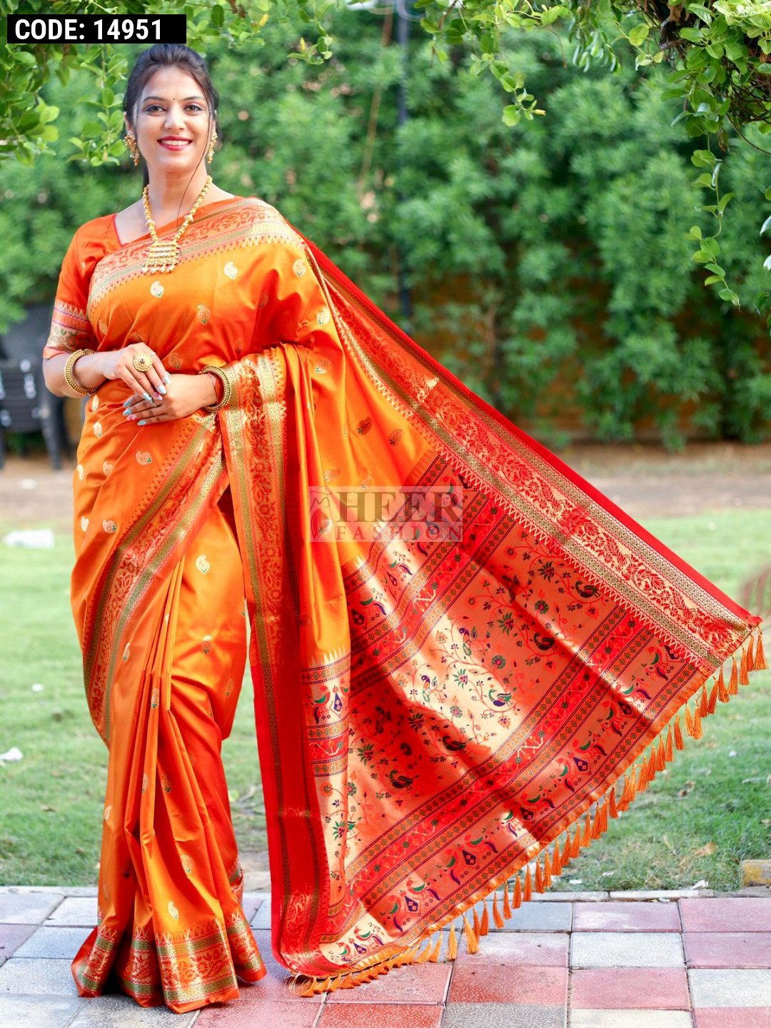 Yellow Paithani Silk Saree with Meenakari Zari and Pallu