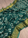 Green color soft hand bandhej silk saree with printed work