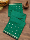 Green color soft cotton saree with woven design
