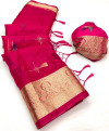 Rani pink color organza silk saree with digital printed work