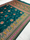 Rama green color banarasi silk saree with woven design
