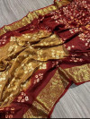 Multi color soft hand bandhej silk saree with printed work