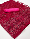 Dark pink color soft georgette saree with foil printed work