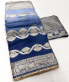 Gray color soft muslin silk saree with zari weaving work