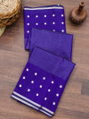 Royal blue color soft cotton saree with woven design