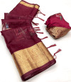 Maroon color organza silk saree with digital printed work