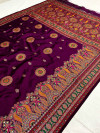 Magenta color banarasi silk saree with woven design
