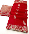 Red color soft viscose silk saree with weaving work