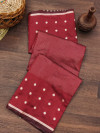 Maroon color soft cotton saree with woven design