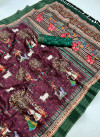 Magenta color soft cotton saree with digital printed work