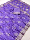 Lavender color soft muslin silk saree with zari weaving work