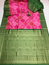 Pink color lichi silk saree with printed work