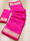 Pink color paithani silk saree with zari weaving work