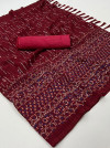 Maroon color soft georgette saree with foil printed work