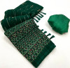 Bottle green color soft georgette saree with foil printed work