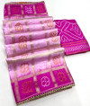 Lavender and pink color soft viscose silk saree with bandhani woven pallu