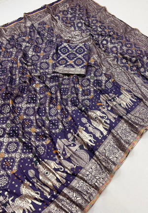 Light blue color soft viscose silk saree with zari weaving work