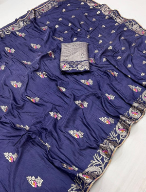 Gray color soft viscose silk saree with weaving work
